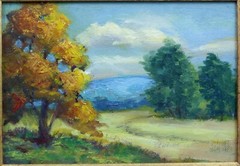 Original oil painting Lillian R. Dunnigan miniature landscape 5″ x 7″ IN/IL/VA