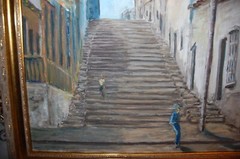 FRAMED ORIGINAL OIL CALLE DE PADRE PICO, SANTIAGO DE CUBA ARTIST: HECTO VIDAL