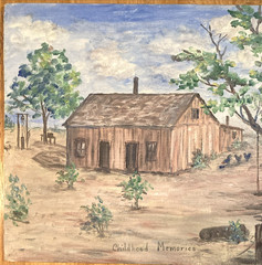 Homestead Oil Painting Swing Barb Wire Fence Winnie Dawson Wanette OK 16 x 12