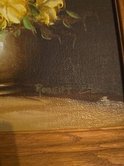 Robert Cox Original Oil Painting Floral Roses In Vase Framed