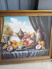 Johan K Reinprecht Hungary 20th Century Oil on Canvas Fruit Still Life framed