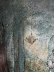 Antique Orientalist Interior Watercolor Painting Attrib Douglas Arthur Framed