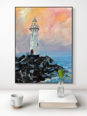 SAMATOWIC Original 11x14Abstract Light House Landscape Handmade Signed Art 254