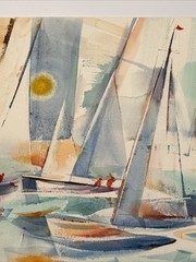 EXPRESSIONIST PAINTING SAILING MODERNIST MAURICE SILBER NAUTICAL ART ABSTRACT