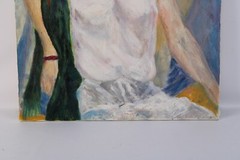 Mid Century Lady Portrait Female Oil Painting On Canvas Unsigned