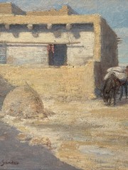 ANTIQUE HOPI PUEBLO PAINTING MATHIAS SANDOR NATIVE AMERICAN INDIAN LANDSCAPE OIL