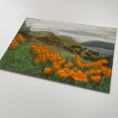 ACEO Original California Poppies Landscape Soft Pastel ATC Heidi Herrera