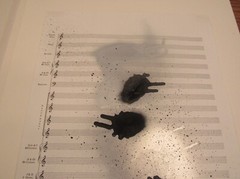 Signed Paul D. Miller/DJ Spooky original spray paint artwork on sheet music