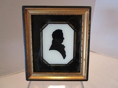 Antique framed Silhouette Portrait Stand Dr. Oliver Hubbard # 514 Salem Mass
