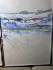 Delores Ann Ziegler (20th c) „Abstract Scene“ Mixed Media Triptych Artwork