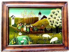 Vintage Framed, Handgemaltes Hinterglasbild, Entwurf:Renate:Kobinger