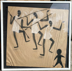 Large Painting on Paper by Waylande Gregory, African Warriors