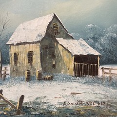 VINTAGE ORIGINAL WILLIAM NEWPORT BARN PAINTING OIL/CANVAS 12″X16″ Signed