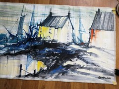 North Jutland Denmark Nordjylland 1974 Oil painting art on canvas 100×47 cm