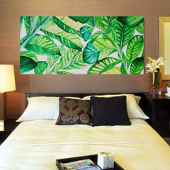 Canvas Painting Picture Hand Paint Home Decor Wall Green Leaves Abstract Framed
