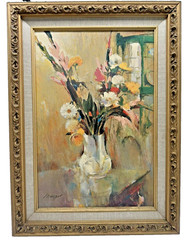 Gladiolus Summer Flower Bouquet by the Window by Margot 16″W x 22″H