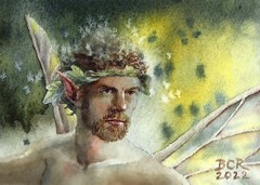 ACEO Fairy Portrait #17 Original Watercolor Painting Beth Corben Reed