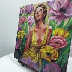 Ukraine Artist Original Acrylic Painting Woman Canvas Signed Wall Art Decor Gift