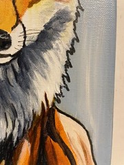 9 x 12 Original Acrylic Painting With Ink on Canvas…….“Staring Fox“