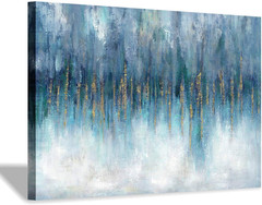 Large Abstract Canvas Art with Hand-Painted Gold Foils – 45“ x 30