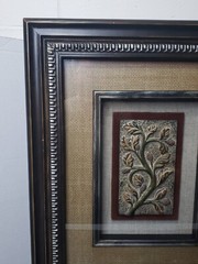 Vintage Large 3D Art Deco Vine Branch Mulberry 29″ x 24″ Framed HEAVY