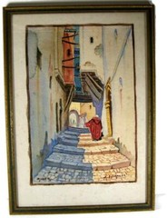 Old Framed Watercolor on Paper Alger Casbah of Algiers Artist Signed