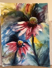 Original Watercolor Painting 18×24 Abstract Flowers Ships Boarded OOAK Unframed