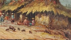 PINTURA EN MINIATURA DEL ARTISTA ECUATORIANO OSWALDO MONCAYO 1923-1984 Óleo sobr