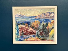 Swedish Oil on Canvas – “Landscape” by Arvid Herbert –Vintage– 75 × 65 cm