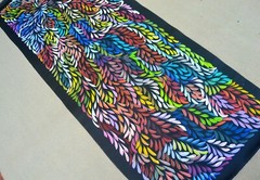 CAROLINE NUMINA 175 x 70 cm Original Aboriginal Painting. Bush Medicine Leaves