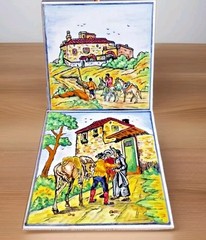 J.Roig RARE VTG HandPainted 12 Tiles Barcelona 6″ x 6″ Signed Artist JRoig