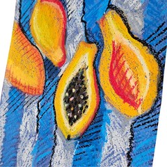 Original Oil Pastel Drawing Yellow Papaya Abstract Fruit Art 8×12 Inches