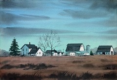 Watercolor Painting Indiana Artist “Winter Landscape Farm” Signed Dick Day 1982