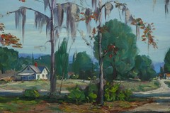 Lovely Old Florida Landscape with Country Home & Trees by Artist Charles Stepule