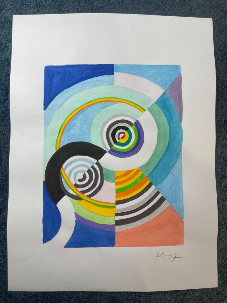 ROBERT DELAUNAY (15.7x 11.8 in) painting on old paper signed stamped