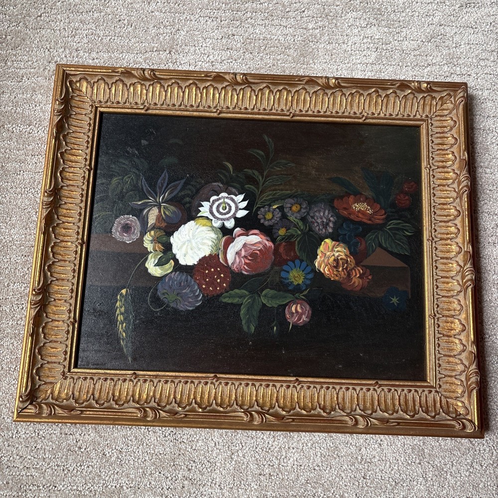 Vintage Chelsea House Oil Painting Floral Flowers Framed 18”x15”