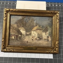 Max Ludby Water Colour A Devon Village Gold Frame 13×10 Fine Art Drawing