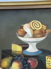 Antique Drawing Pastry Cake Bakery 19th Century Still life Dessert Mystery 1871