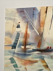 EXPRESSIONIST PAINTING SAILING MODERNIST MAURICE SILBER NAUTICAL ART ABSTRACT