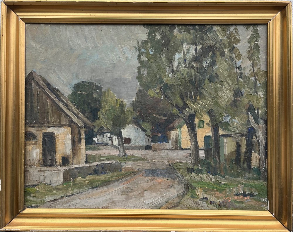 Impressionist Painting Johannes Britze 1895-1960 Denmark Village Landscape