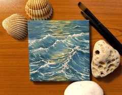 IMPASTO TEXTURED Original Art OIL CANVA Painted Landscape Impressionism Seascape