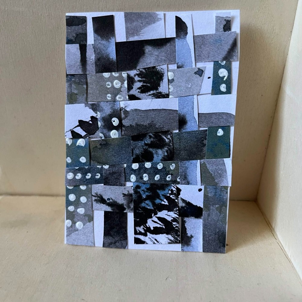 ACEO Original Art Card 2.5 x 3.5 Watercolor mini painting abstract collage