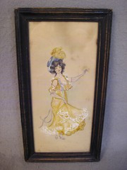 Miniature Mixed Media Painting Art Dancing Girl Flamenco Dancer Woman Lady