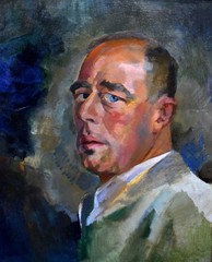 1950 Belgian Portrait Oil Painting Edmond Dutry Double-Sided Ghent Salon Artist