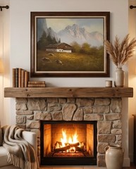 HEINZ Original Signed MCM Landscape Vtg Framed Oil Painting Canvas 28.25″×24″