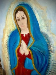Vtg Virgin Mary Guadalupe Framed Art Painting 1984 San Antonio Catholic Original