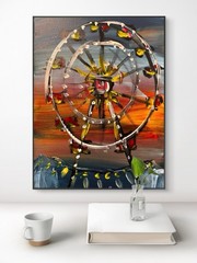 SAMATOWIC Ferris Wheel 11×14 Abstract Expressionism Original Fine Wall Art 320