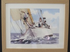 Pair of Yacht Watercolours Yacht Sailing Racing 8m Class by Ken Hayes