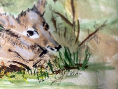1970s Vtg Signed JL Martin Watercolor Fawn Deer Painting Matted Original 🦌