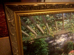 HENRY PEETERS SIGNED OIL CANVAS GLICEE FLOWER GARDEN PAINTING ~36 x28”GOLD FRAME